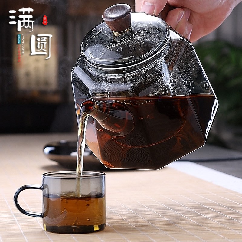 轻奢创意侧把八宝壶加厚玻璃喷淋大号大容量家用蒸煮高档泡茶壶