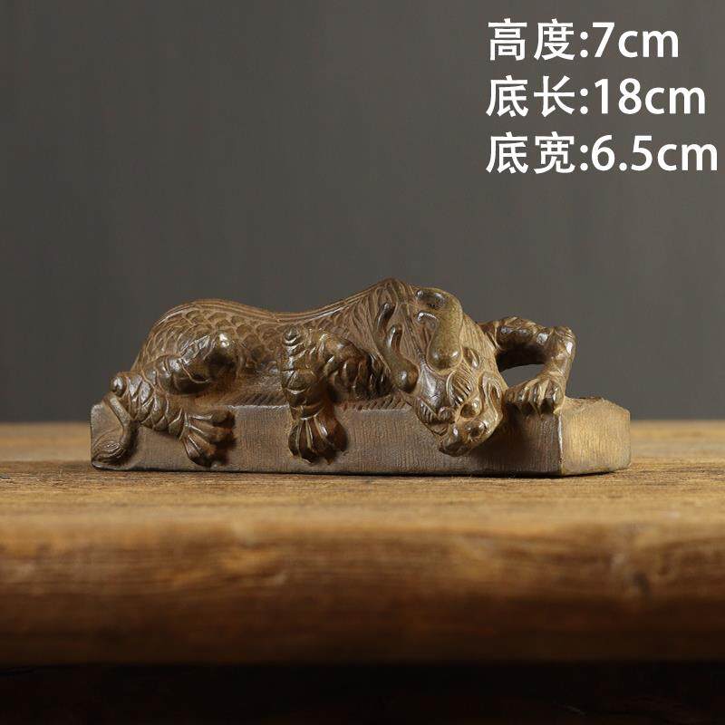 山西古建筑天然青石整料仿古雕刻镇纸摆件吸水兽避水兽镇河兽瑞兽