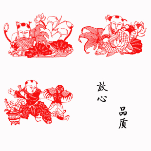 纯手工剪纸画中国风装饰画镂空刻纸成品幼儿园传统文化杨柳青娃娃
