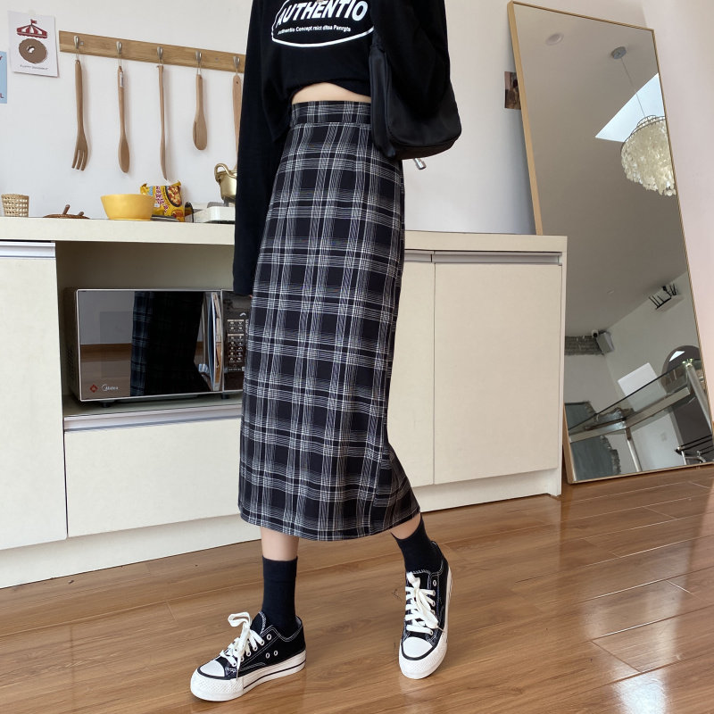 大码长裙女高腰西装半身裙中长款胖mm开叉一步包臀裙遮胯裙子春夏