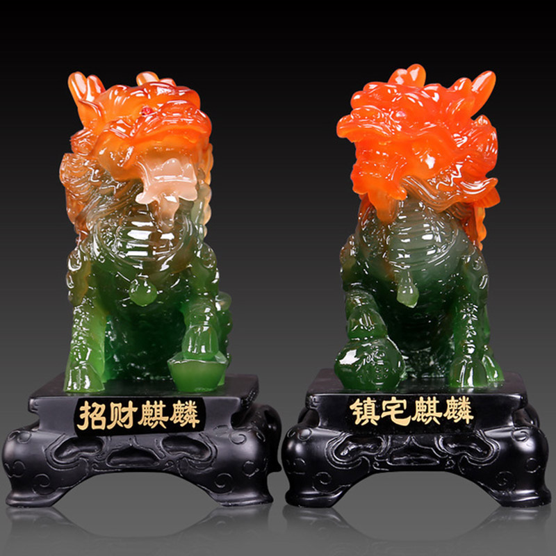 火麒麟摆件神兽家中门口卧室酒柜装饰招财房间财富客厅一对家用小