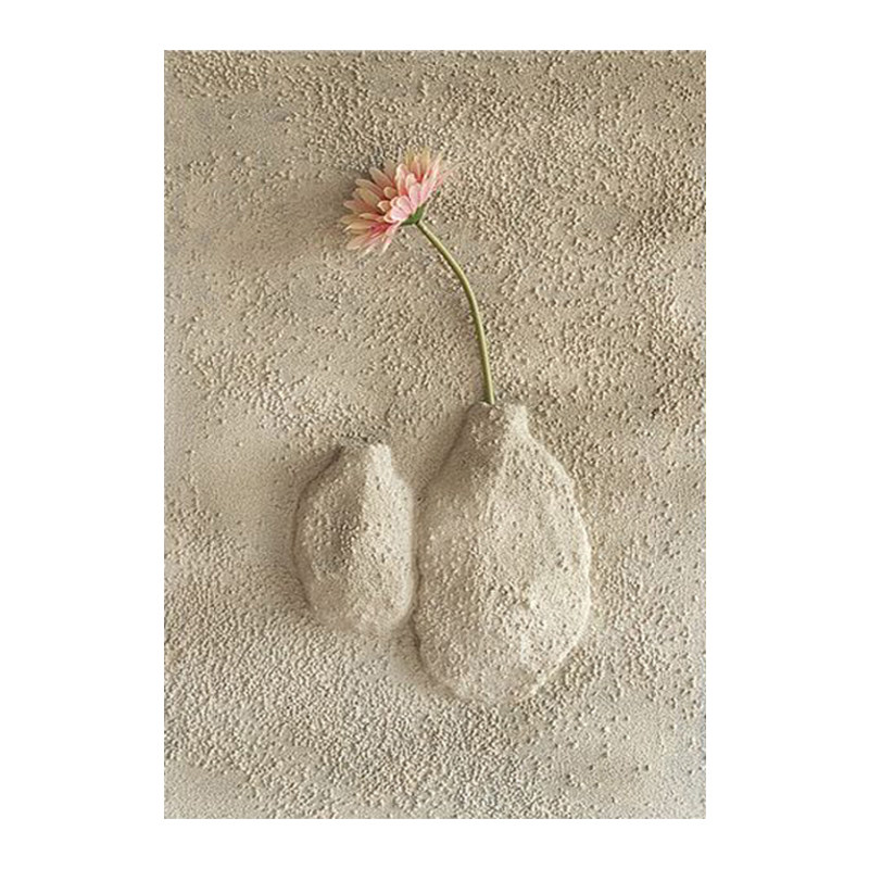 侘寂风立体浮雕客厅装饰画高级感高档砂岩花瓶壁画入户玄关挂画