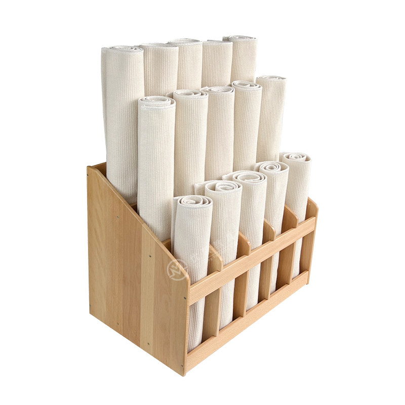 蒙台特梭利工作毯实木储物架蒙台梭利幼儿园蒙氏教具操作毯收纳筐