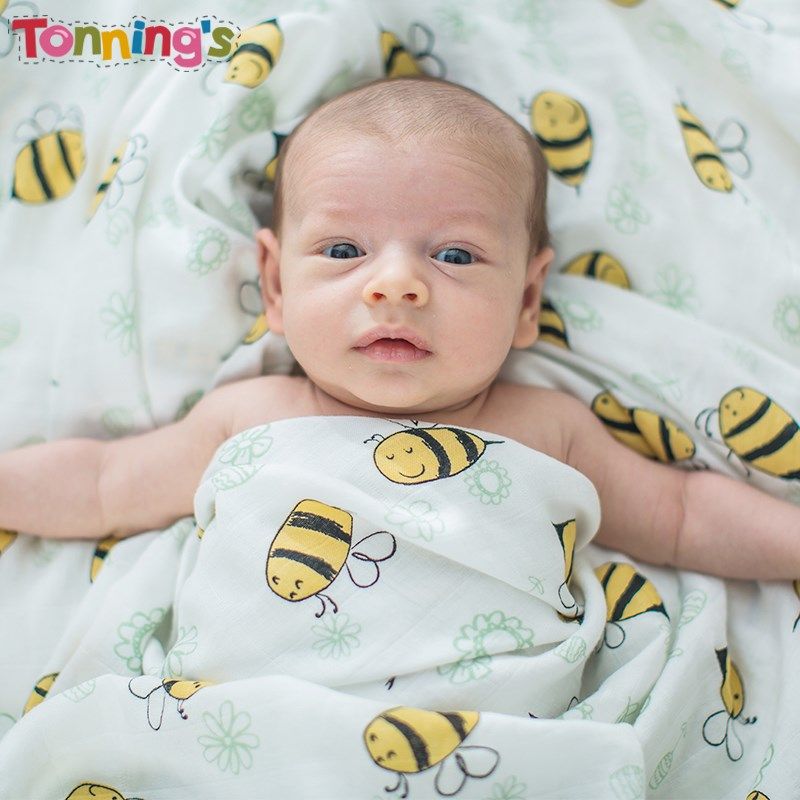 tonnings 密织新生儿竹纤维纱布包巾襁褓包被宝宝抱被抱毯浴巾毯