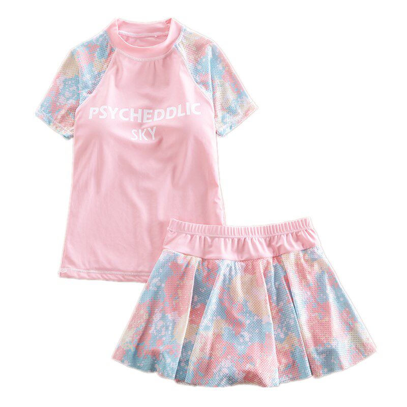 女童泳衣分体中大童保守裙式游泳衣12儿童平角裤学生泳装女孩15岁