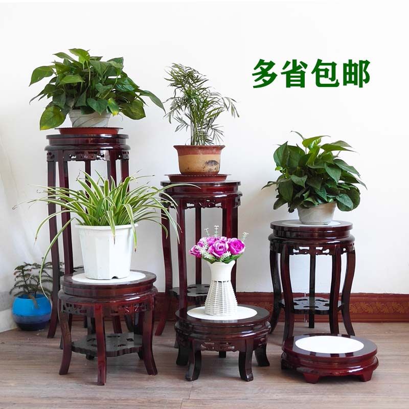 简约花架实木中式客厅单个盆景架吊兰绿萝仿古木质花架子家用网红