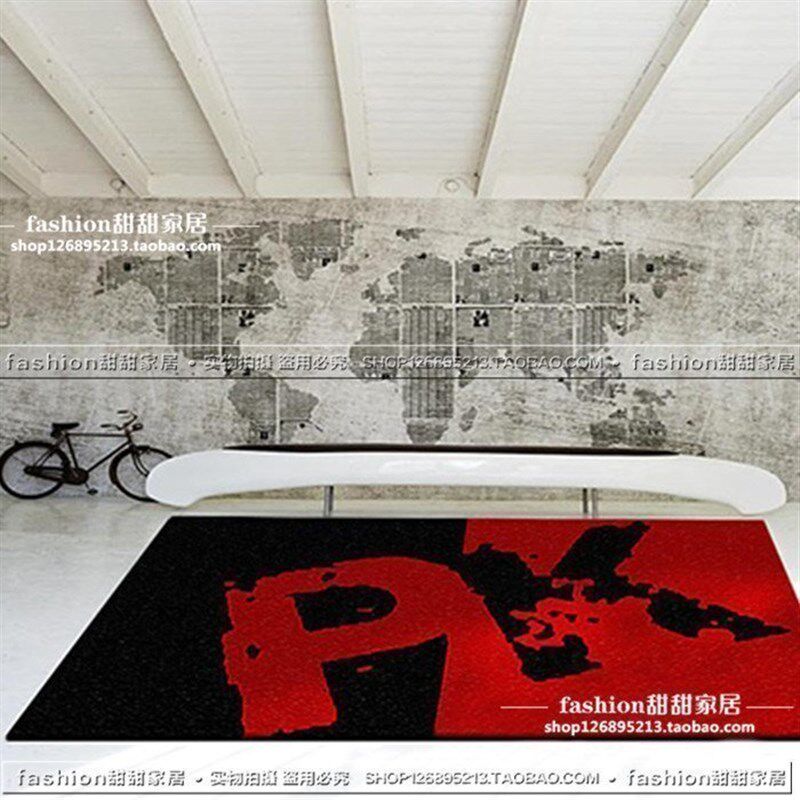 新品时尚个性PK黑红大气地毯卧室客厅茶几工作室样板间艺术电竞垫