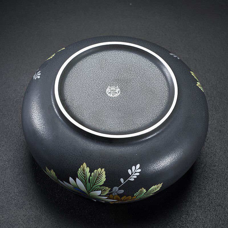 馨玉坊功夫茶具陶瓷趴花茶洗窑变大号杯洗笔洗水孟黑陶水培花盆