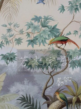 124x75热带植物 风景画 绿色花鸟油画玄关画别墅壁炉画欧式美式法