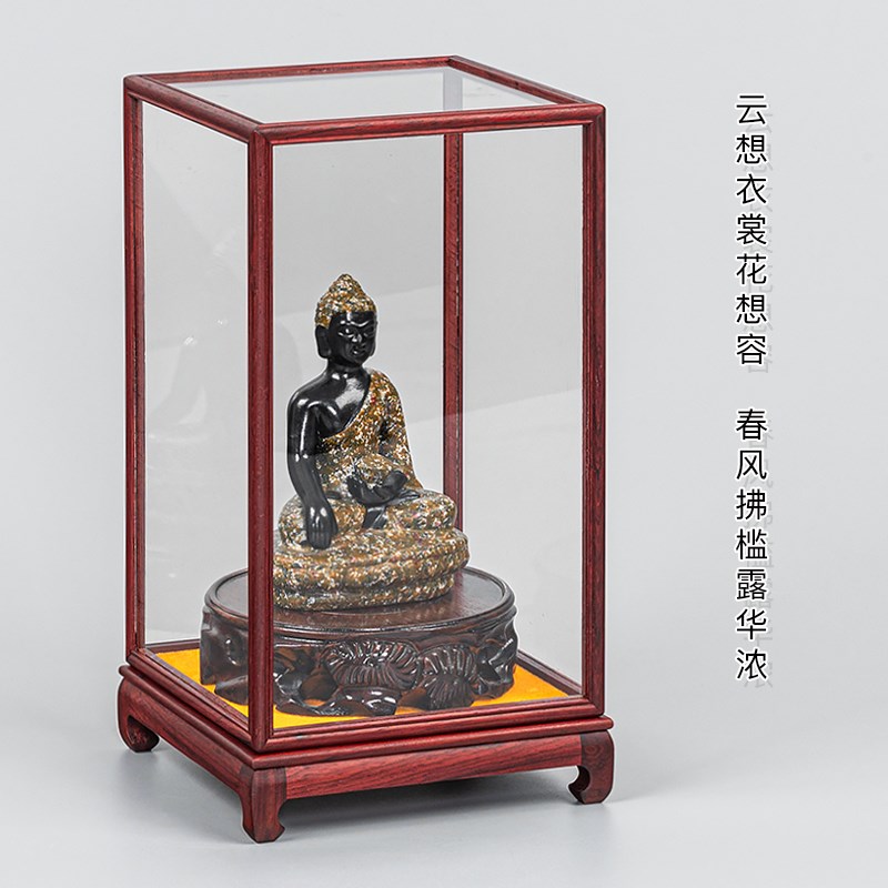 红酸枝木玻璃罩展示盒古董花瓶文玩玉石摆饰佛龛宝笼玻璃罩防尘罩