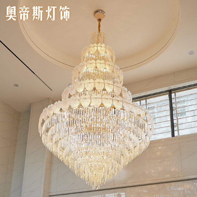 复式楼大吊灯2024年新款轻奢现代水晶大厅灯具别墅挑空挑高客厅灯