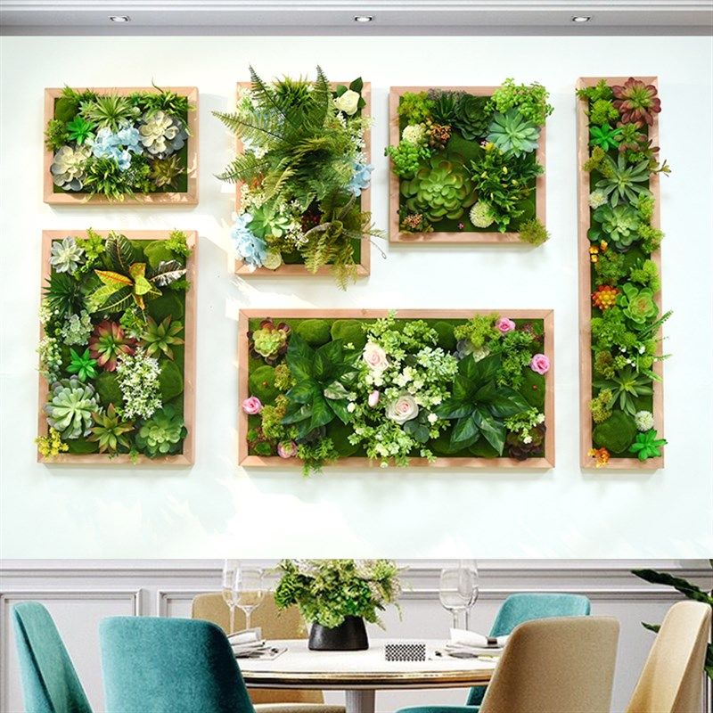 仿真多肉绿植装饰框植物壁挂墙壁装饰挂件立体挂墙绿植背景墙鹿头