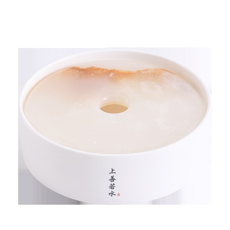 德化羊脂玉白瓷圆形陶瓷茶盘壶承储水茶台家用托盘干泡盘玉石盘面
