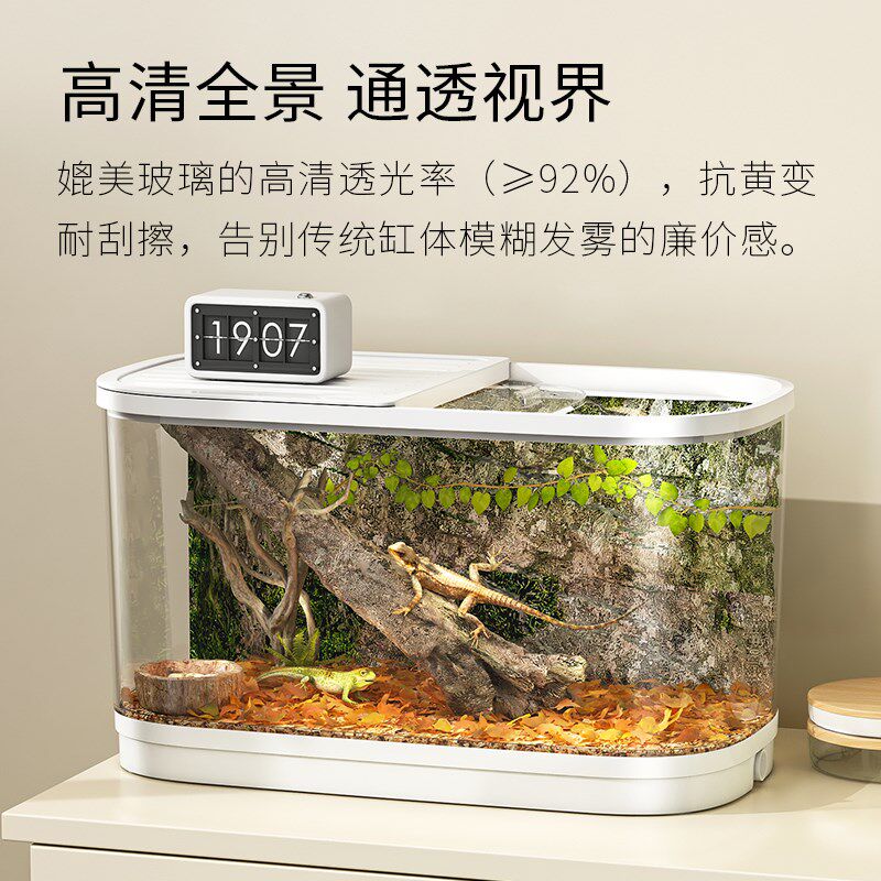 爬宠饲养箱陆龟角蛙饲养盒生态造景蜗牛乌龟缸寄居蟹守宫躲避屋
