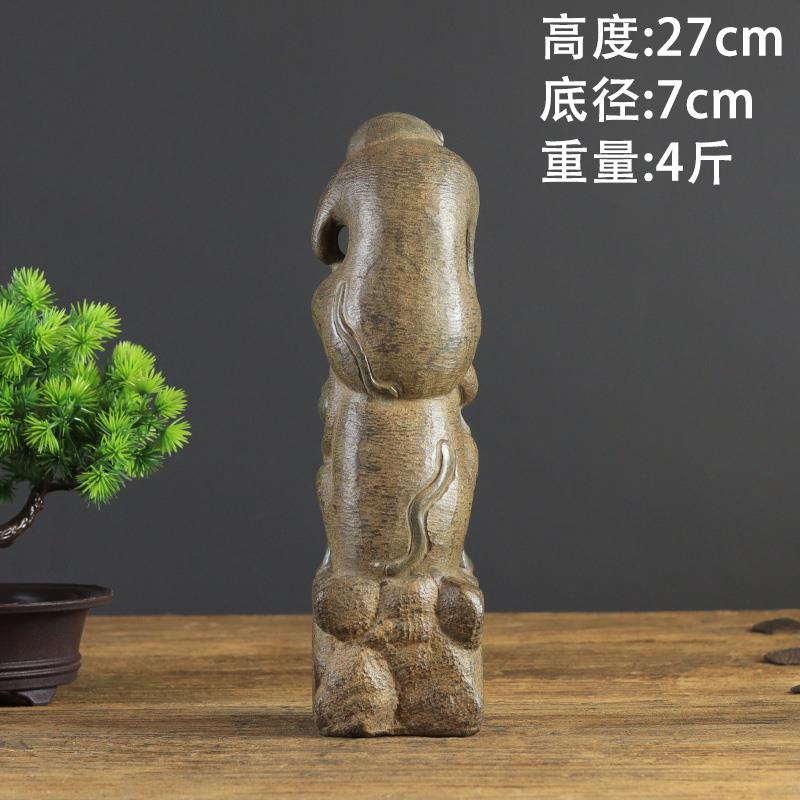 山西古建筑天然青石整料仿古雕刻中式复古石雕摆件猴子辈辈封侯