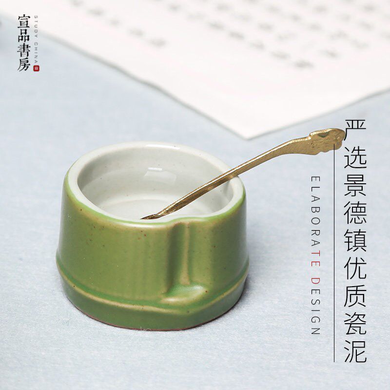 景德镇陶瓷国风禅意水盂笔洗笔筒三件套大中小号多功能装墨汁笔架