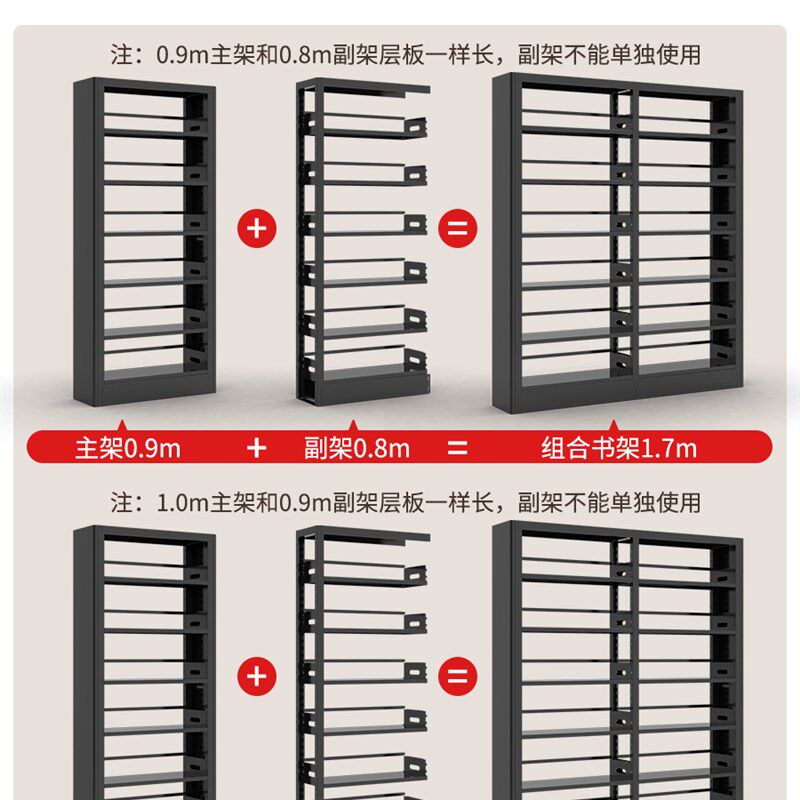 窄边25cm深家用书架图书馆书架钢制简易落地书架书房书柜多层铁架