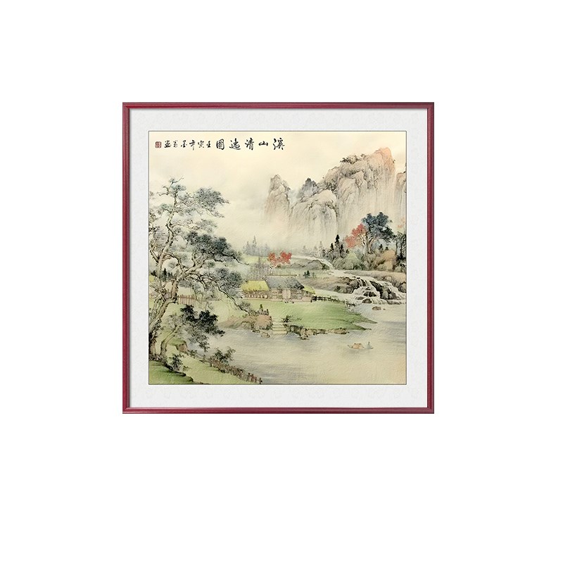 新中式玄关过道装饰画客厅餐厅挂画斗方壁画山水风景国画靠山图