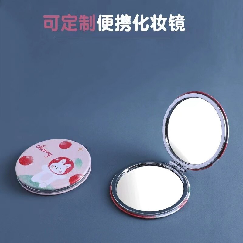 迷你随身化妆镜便携折叠双面小镜子礼品丝印激光彩印订做定制logo