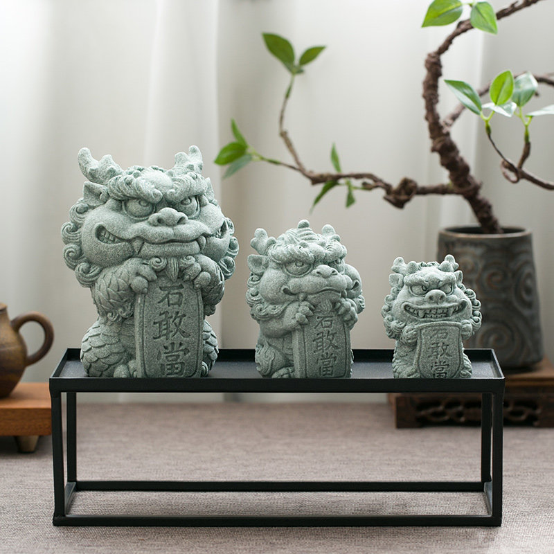 陶怡中式国潮青砂石茶宠石敢当桌面装饰摆饰鱼缸造景创意精品送礼