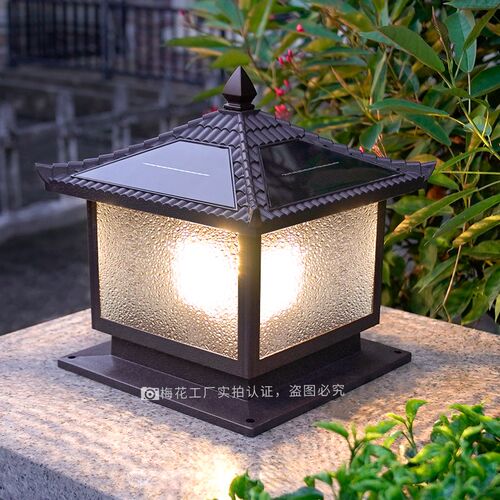 柱头灯太阳能门柱灯户外防水柱子灯大门两侧别墅灯家用围墙庭院灯