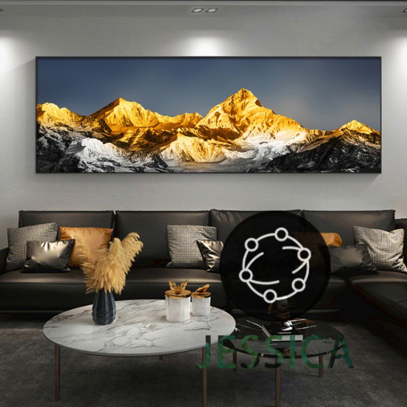 日照金山客厅装饰画沙发背景壁画办公室背有靠山梅里雪山风景挂画
