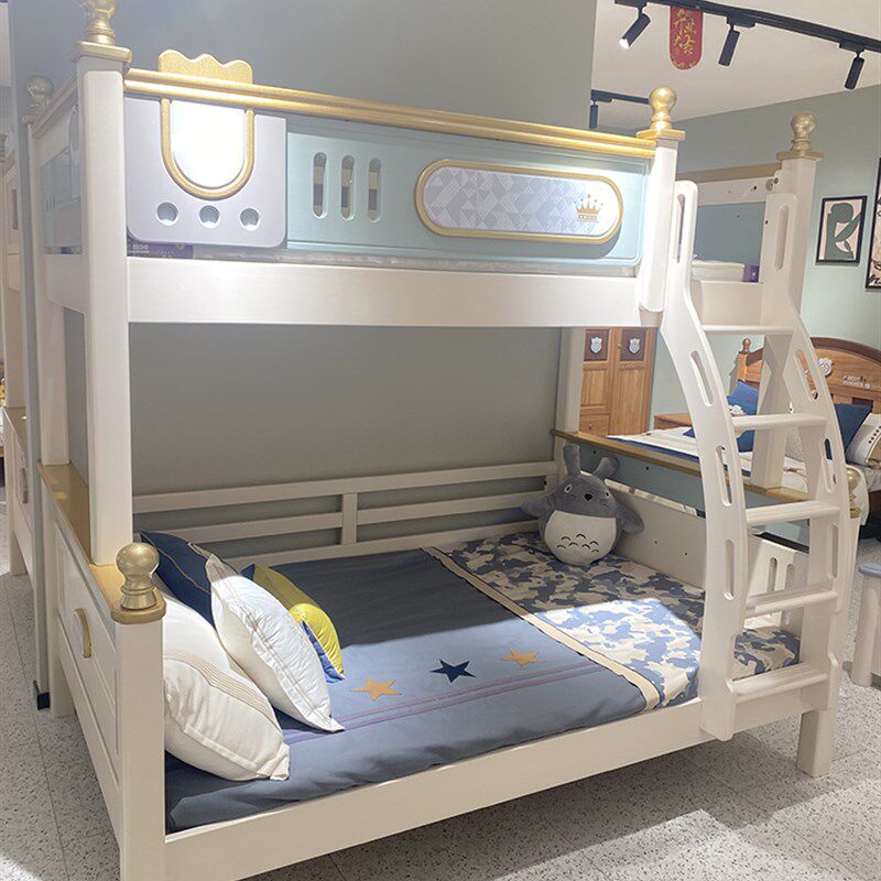 全实木儿童上下床双层床男孩女孩樱桃木轻奢型子母床高低床木床