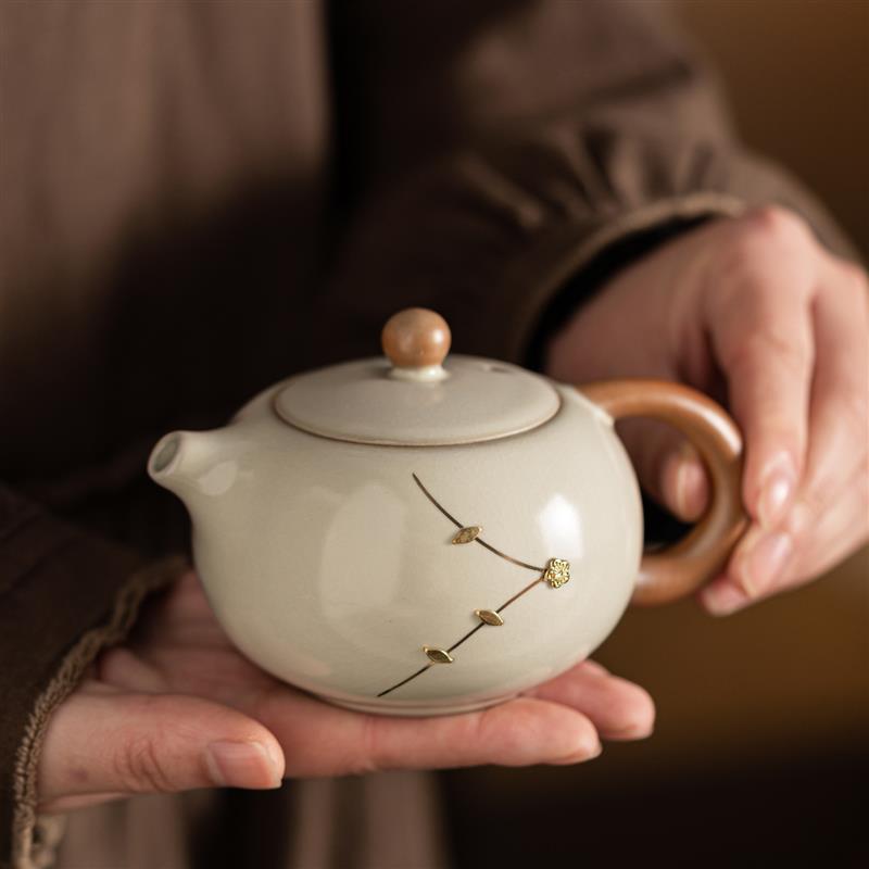 汝窑锯钉功夫茶具套装家用高档轻奢泡茶器具陶瓷茶壶茶杯一整套