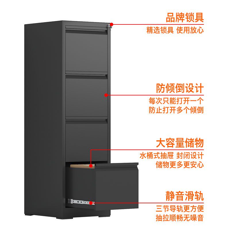 钢制卡箱二三四斗铁皮柜抽屉式文件柜a4挂劳资料档案柜带锁矮柜子