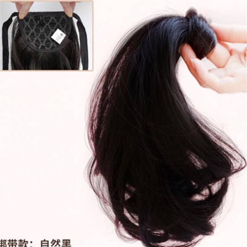 网红假发马尾绑带式蓬松自然马尾超短梨花抓夹少量短卷发仿真发