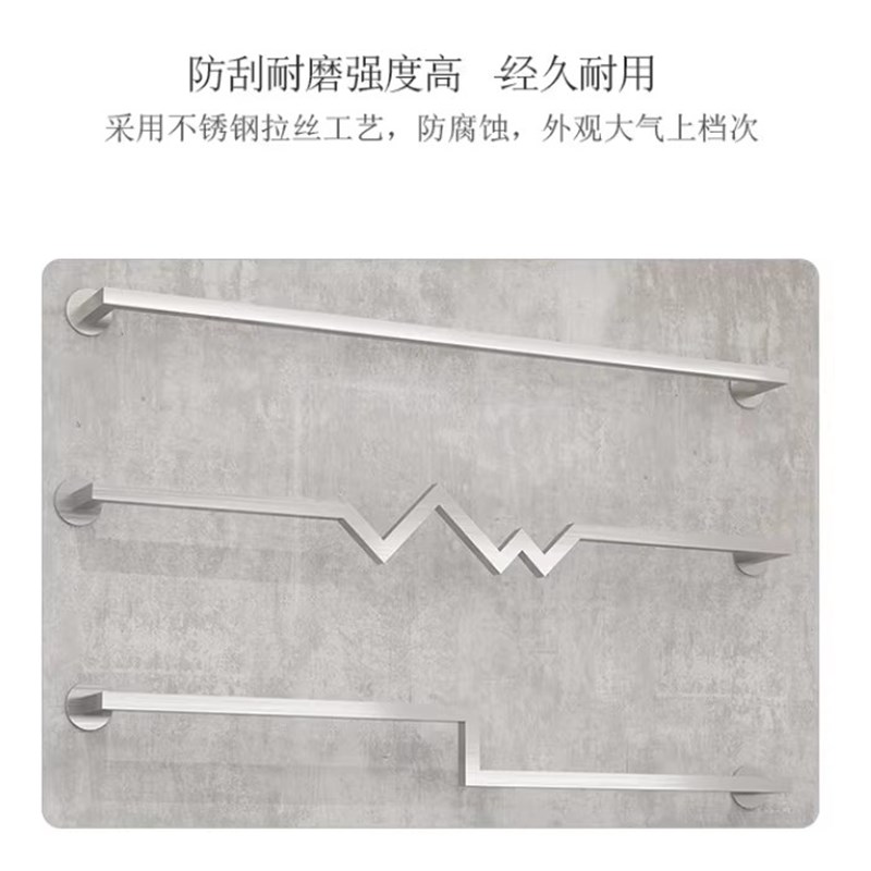 服装店上墙正挂多字型挂衣架陈列架不锈钢拉丝方管正挂杆壁挂式