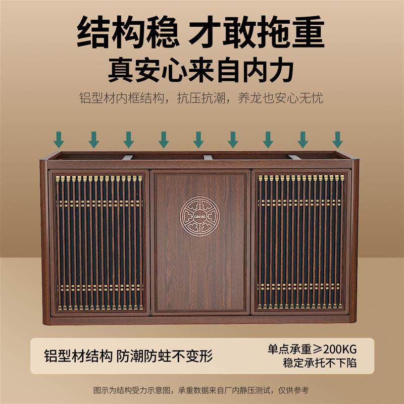 2025新款弧形鱼缸中大型落地一体带柜底滤立式免换水玄关装饰鱼缸