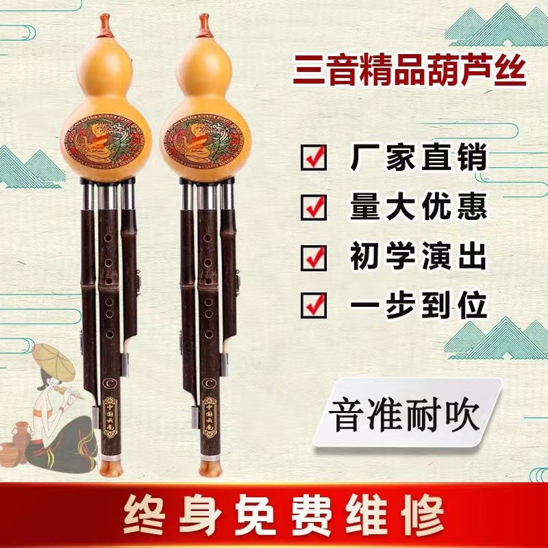 紫竹三音胡葫芦丝乐器C调降B调初学者小学生防摔裂专业演奏型儿童