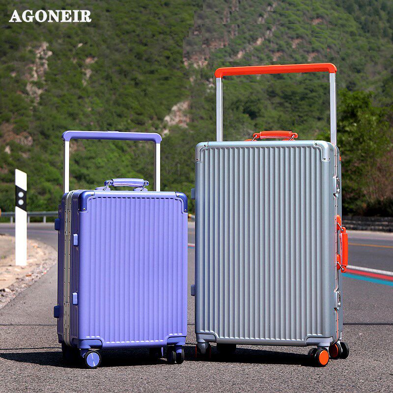 agoneir宽拉杆行李箱女26寸PC铝框旅行箱男24寸拉扞箱20寸登机箱