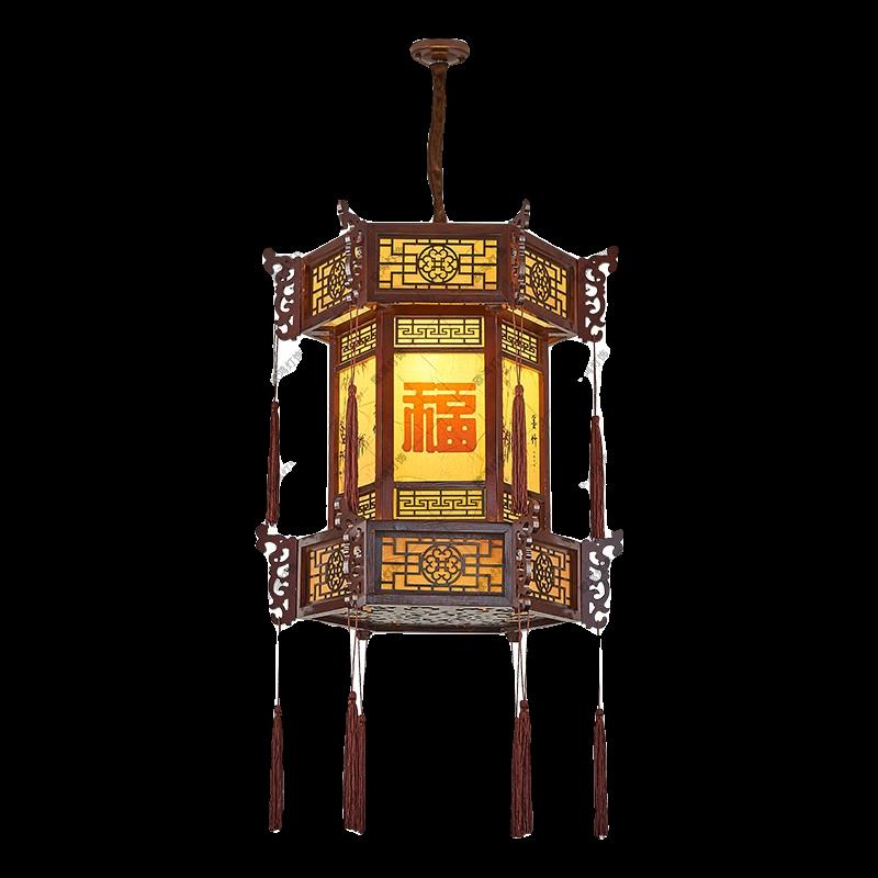仿古中式宫灯实木六角宫廷吊灯寺庙祠堂古典建筑长廊凉亭羊皮灯笼