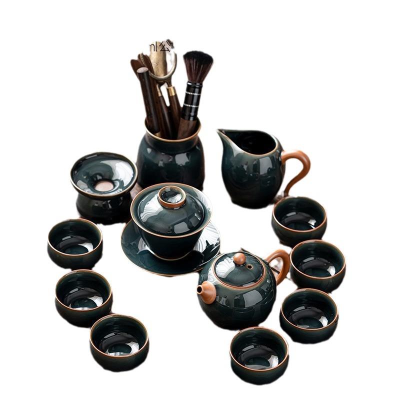 哥窑茶具套装家用轻奢陶瓷泡茶壶干泡茶盘新款办公室泡茶功夫茶具