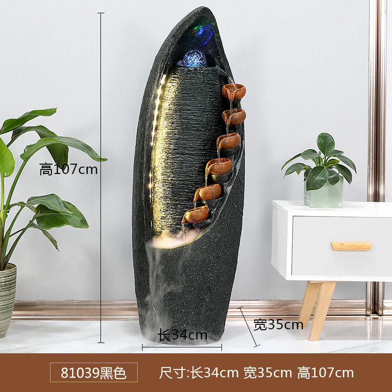欧式轻奢流水喷泉景观加湿器落地摆件室内玄关客厅现代开业装饰品