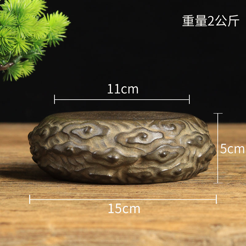仿古老石头旧石墩青石雕刻摆件 祥云石鼓 茶台壶垫菩萨香炉底座