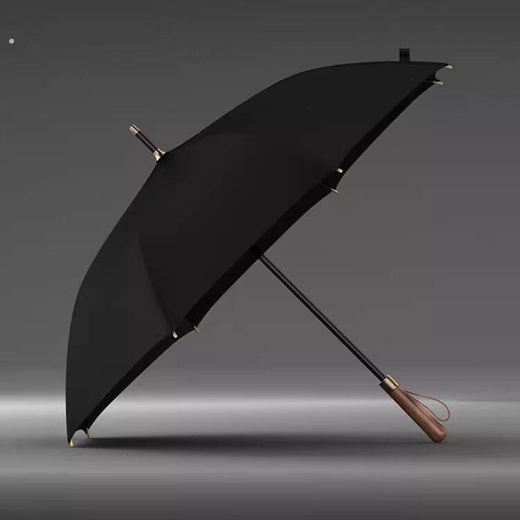 德国精工复古木柄双层超大加固抗暴风晴雨两用男士商务长柄雨伞