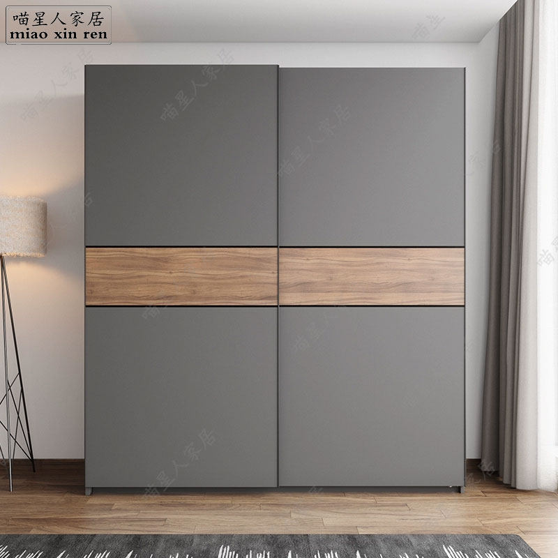 简约现代推拉门衣柜卧室移门储物2门大衣橱家具收纳轻奢趟门柜子