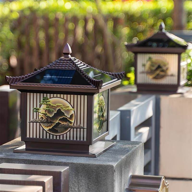 太阳能柱头灯户外防水柱子灯别墅庭院门柱灯家用围墙灯墙头灯
