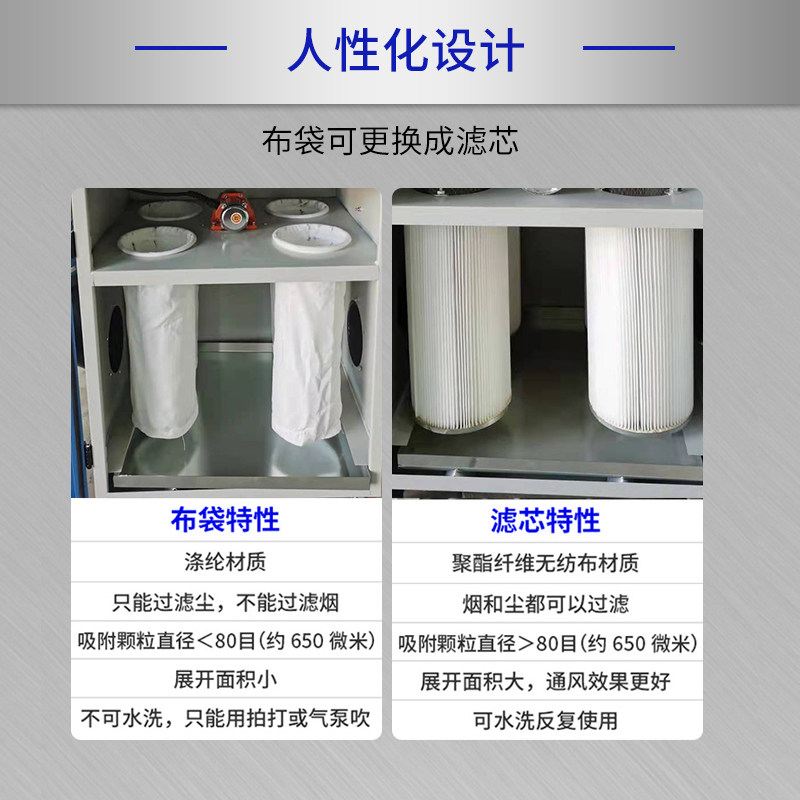 布袋除尘器移动式单机脉冲抛光打磨工业环保设备木工粉尘收集尘器