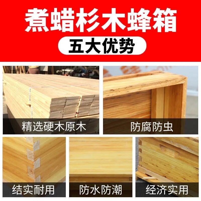 蜜蜂箱全套包邮养蜂工具新手中蜂蜂箱子诱蜂桶煮蜡标准十框杉木箱