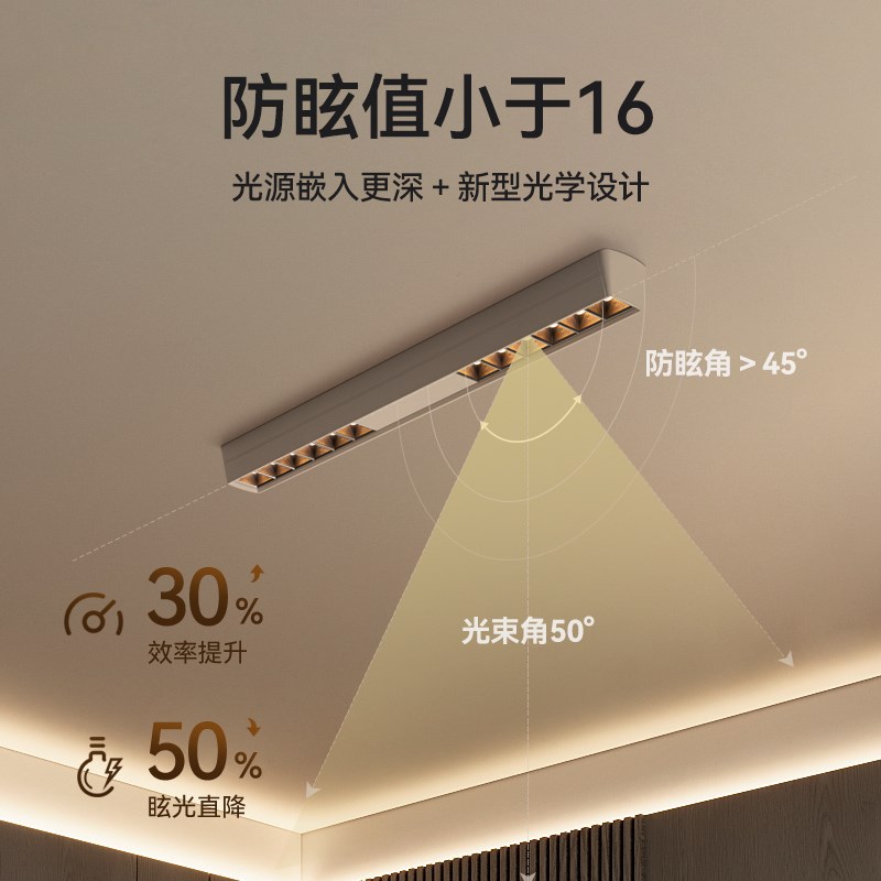 长条形衣帽间明装射灯客厅无主灯斗胆灯饭厅led防眩主卧吸顶灯