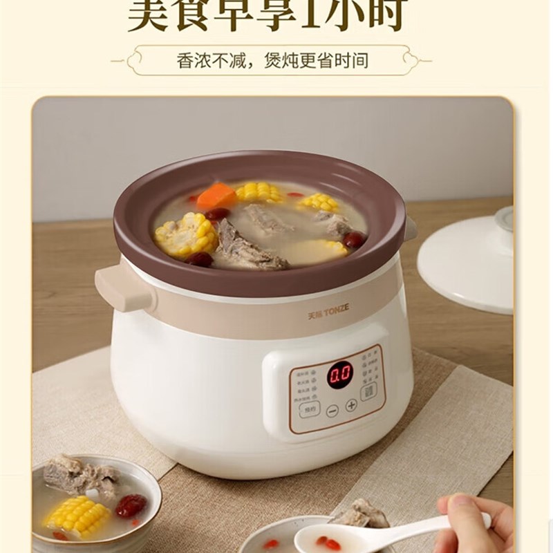 天际炖汤锅炖肉锅电炖沙锅电汤锅顿紫砂电炖锅砂锅煲汤家用插电2L