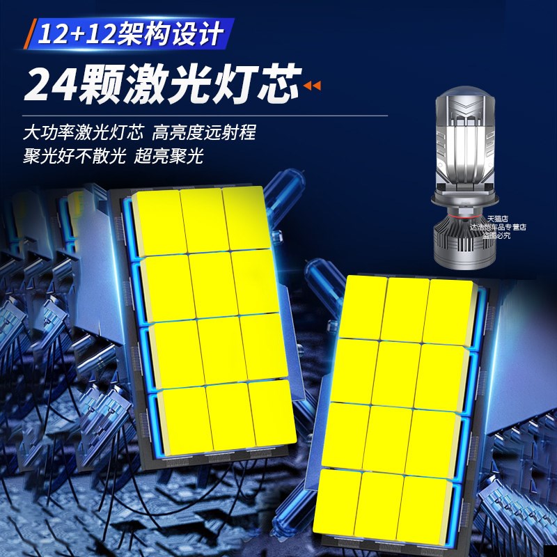 450W 新款自带透镜汽车LED超亮大灯聚光H4远近光一体摩托车灯改装
