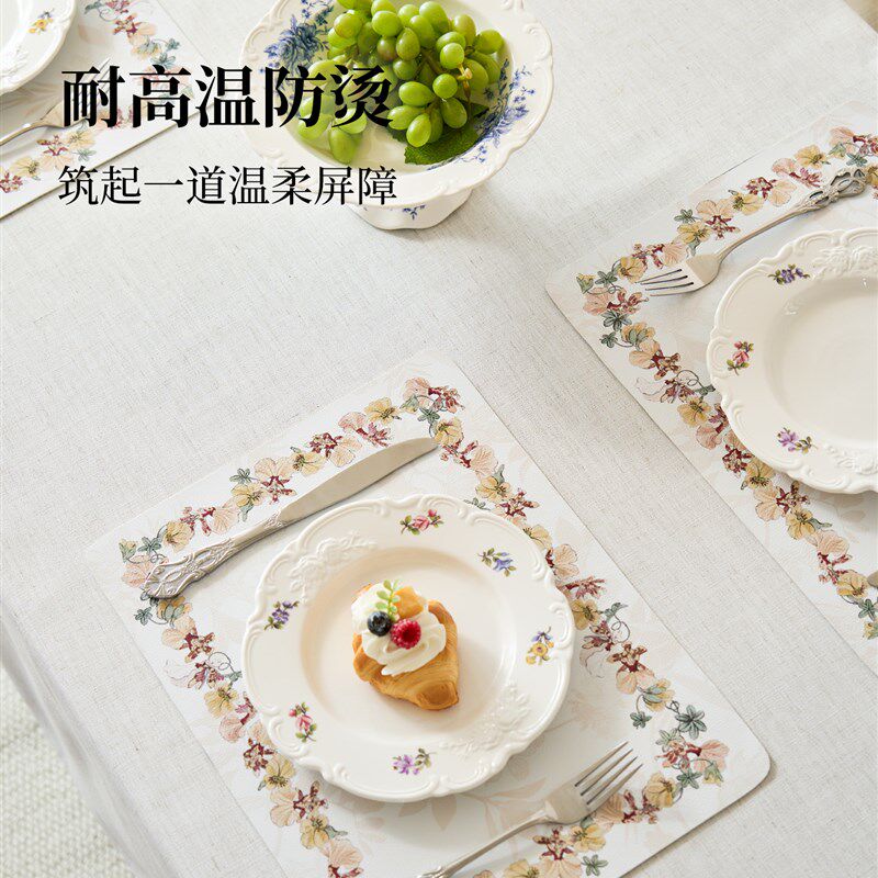 长亭晚小清新防水免洗皮革餐桌垫高级感轻奢隔热垫简约西餐餐垫