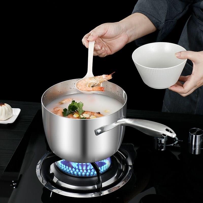 304不锈钢小奶锅无涂层不粘宝宝辅食煮粥锅一人食迷你热奶锅小锅