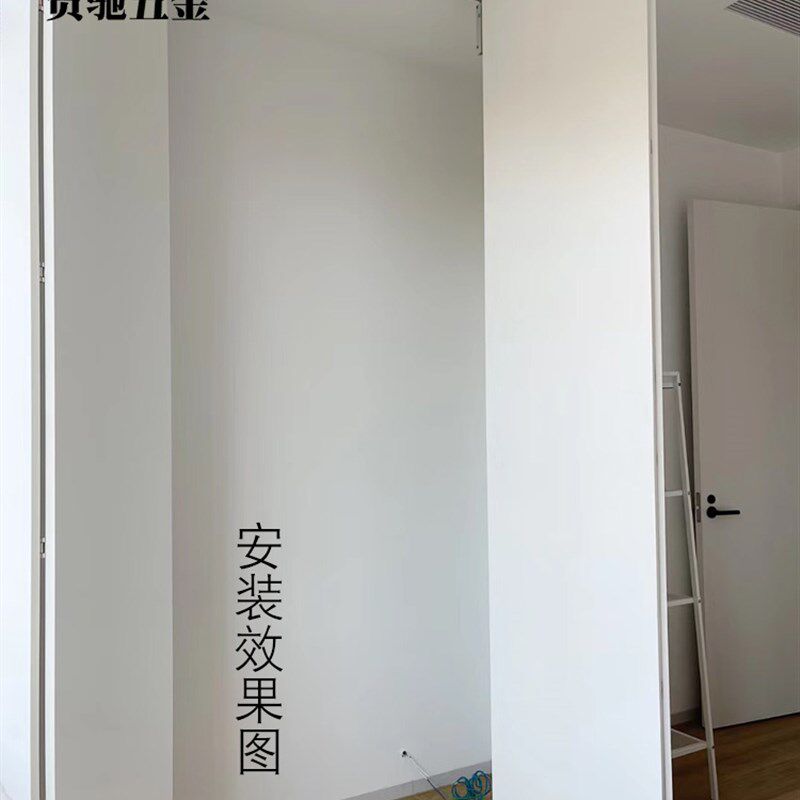 折叠门无下轨悬挂滑轮滑动门衣帽间轨道通道门八折衣柜挂轮五金配