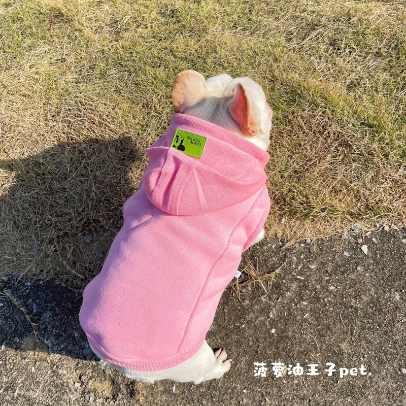 新款宠物衣服 秋冬装保暖加厚加绒连帽卫衣马甲背心 法斗胖狗衣服